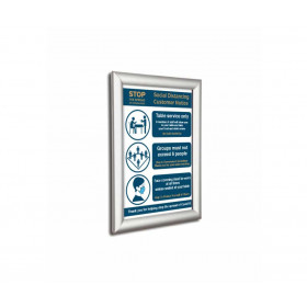 Framed wall mounted Social Distancing customer notice with 3 essential guidelines