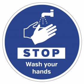 STOP wash your hands floor & wall vinyl sign