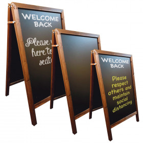 Wooden A Board with Chalkboard Display