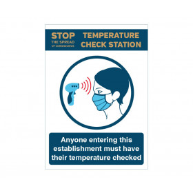 Temperature check station on entry notice