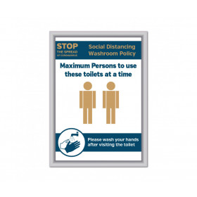 Maximum of 2 persons to use these toilets at a time Social Distancing Wall mounted Toilet Sign