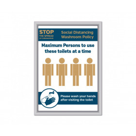 Maximum of 4 persons to use these toilets at a time Social Distancing Wall mounted Toilet Sign