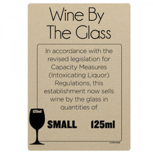 125ml Wine By The Glass Licensing & Bar Notice