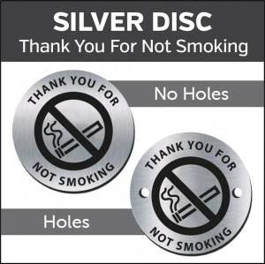 Thank You For Not Smoking 38mm Silver Engraved table discs