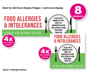 Food Allergy & Intolerances Allergy Awareness Sticker Pack contains 8 Self Adhesive Vinyl Stickers 