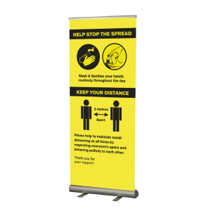 Help Stop the spread / keep your distance social distancing roller banner