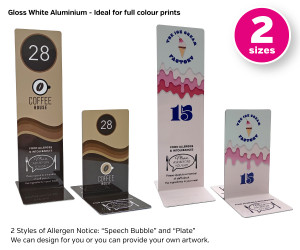 Branded Full Colour Allergy Awareness Table Numbers. Suitable for Pubs, Cafes and Restaurants