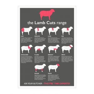 Butchers Lamb Cuts of Meat Laminated Poster