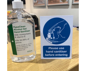 Please use hand sanitiser before entering countertop freestanding sign