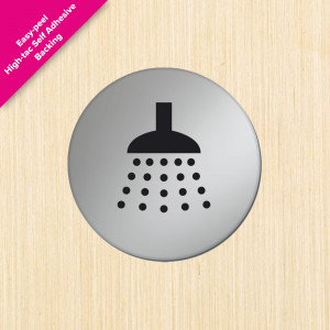 Shower Symbol Satin Silver Door Disc