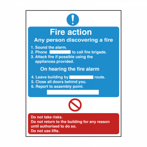 Detailed Premises Fire Action Safety Sign