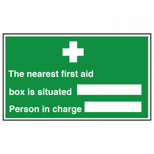 Nearest First Aid Box Person in Charge Sign