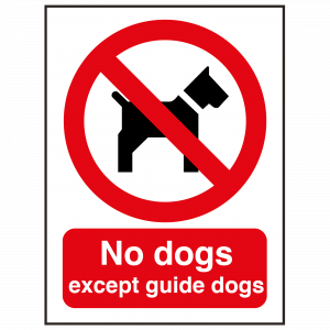 No Dogs Except Guide Dogs Sign