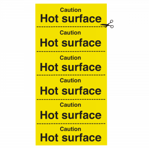 Caution Hot Surface Strips of 6 Signs