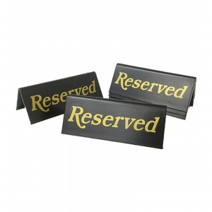 Reserved table tent notices. Pack of 5 (Gold / Black)