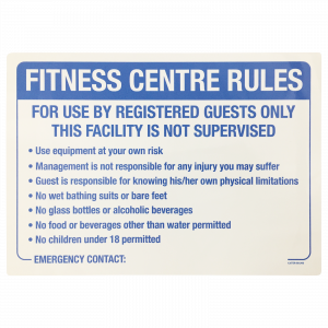 Fitness Centre Rules Sign