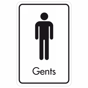Large Gents Door Sign - Black on White 
