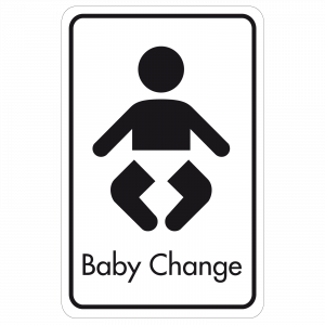 Large Baby Changing Door Sign - Black on White 