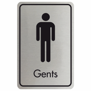 Large Gents Door Sign - Black on Silver