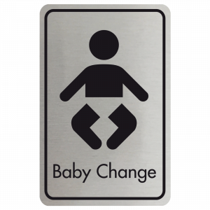 Large Baby Changing Door Sign - Black on Silver