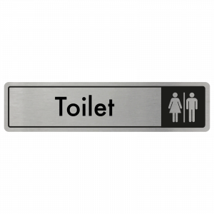 Toilet Door Sign - Black on Silver