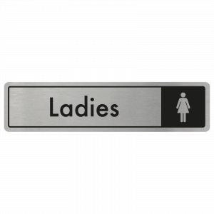 Ladies Door Sign - Black on Silver 