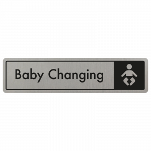 Baby Changing Door Sign - Black on Silver