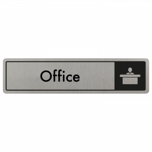 Office Door Sign - Black on Silver