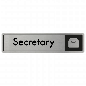 Secretary Door Sign - Black on Silver