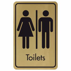 Large Toilets Door Sign - Black on Gold