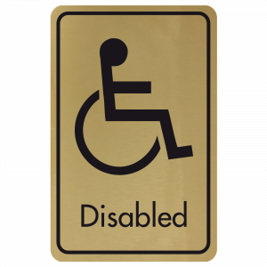 Large Disabled Door Sign - Black on Gold