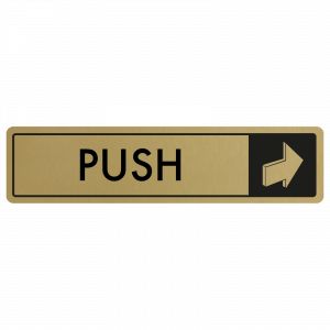 Horizontal Push Door Sign - Black on Gold
