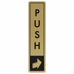 Vertical Push Door Sign - Black on Gold