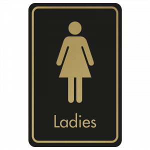 Large Ladies Door Sign - Gold on Black