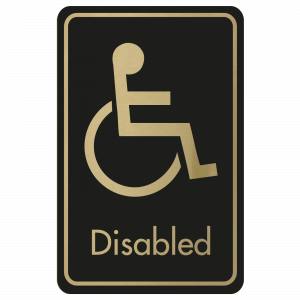 Large Disabled Door Sign - Gold on Black