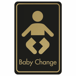 Large Baby Changing Door Sign - Gold on Black