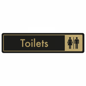 Toilets Door Sign - Gold on Black