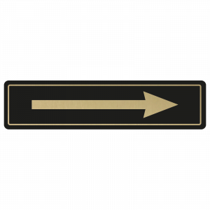 Arrow Door Sign - Gold on Black