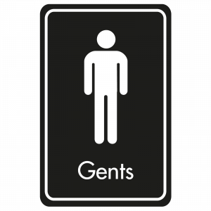 Large Gents Door Sign - White on Black