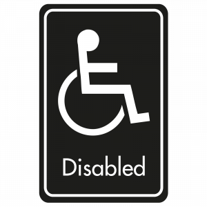 Large Disabled Door Sign - White on Black