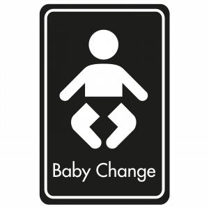 Large Baby Changing Door Sign - White on Black