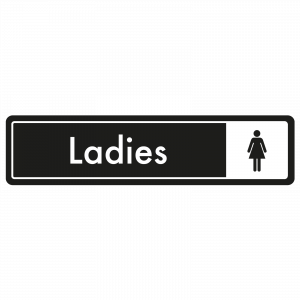 Ladies Door Sign - White on Black