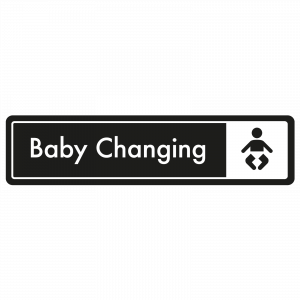 Baby Changing Door Sign - White on Black