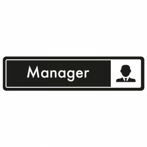 Manager Door Sign - White on Black