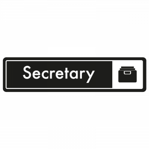 Secretary Door Sign - White on Black