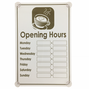 Café Shop Business Hours open and closed window hanging sign