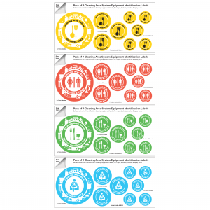 Cleaning area system equipment identification labels.