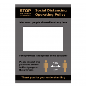 Social Distancing Operation Policy maximum people allowed in at any time notice