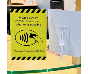 Please pay by contactless card whenever possible countertop freestanding sign