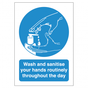 Wash and sanitise your hands routinely thoughout the day vinyl sticker